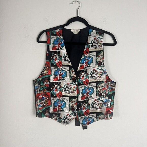 Looney Tunes Vintage 1994 Vest Season's Greetings Christmas Top Unisex One Size - Picture 1 of 11